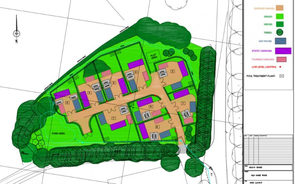 Plans For Nine Travellers\' Pitches On Old Gore Lane In Emborough. CREDIT: Mike Pringle Development Services. Free to use for all BBC wire partners.