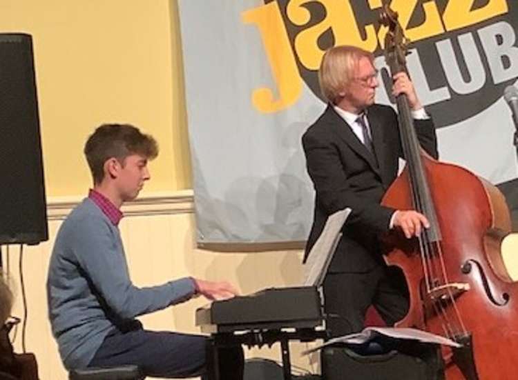 Oscar Lyons makes his debut at Hadleigh Jazz Club, performing with Geoff Gascoyne (Picture credit: Kathleen Carr)