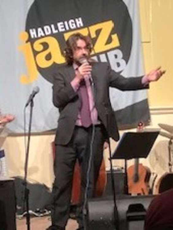 George Double introduces Oscar at the Hadleigh Jazz Club (Picture credit: Jayne Tann)