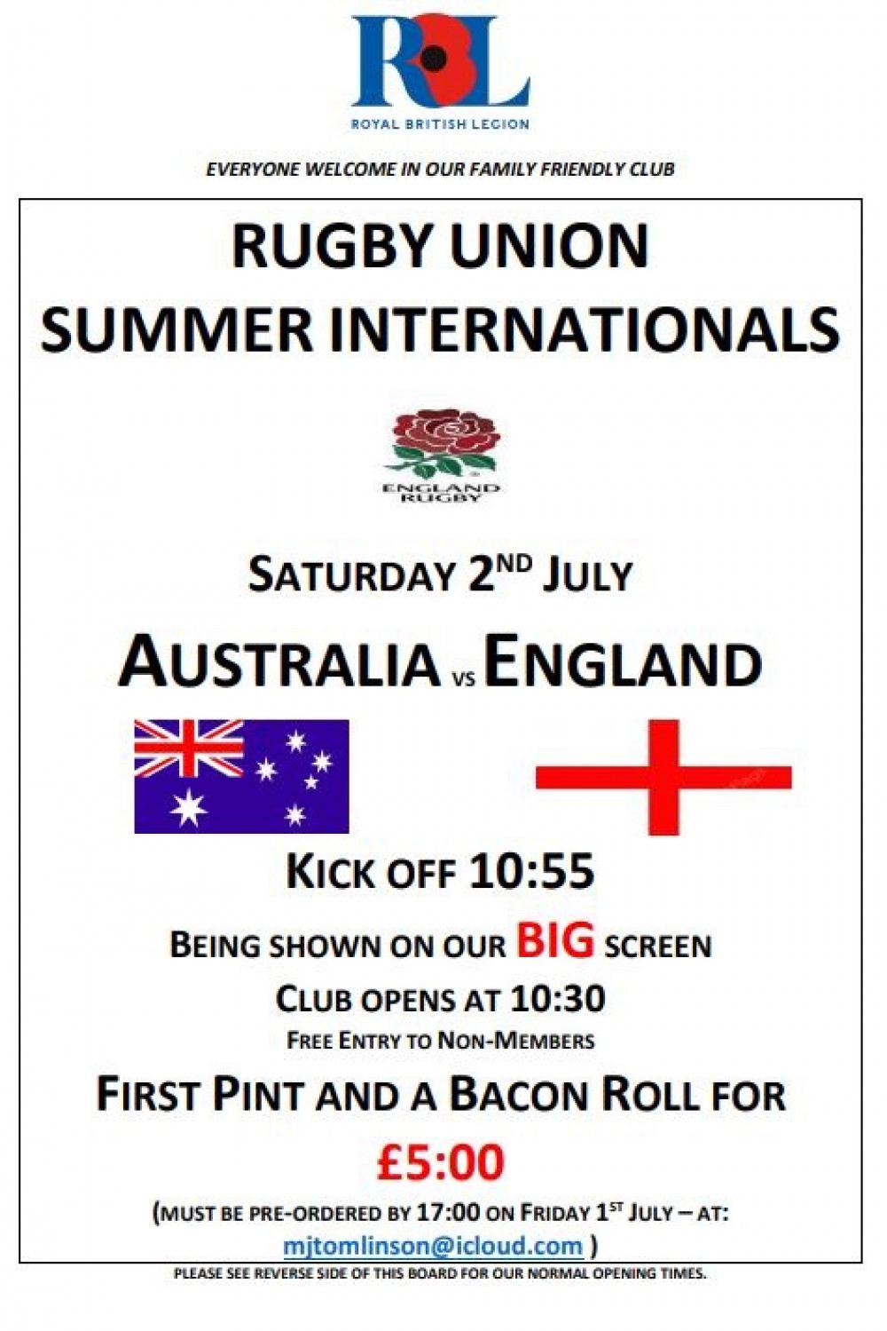 Rugby Union Summer Internationals viewing Australia vs England