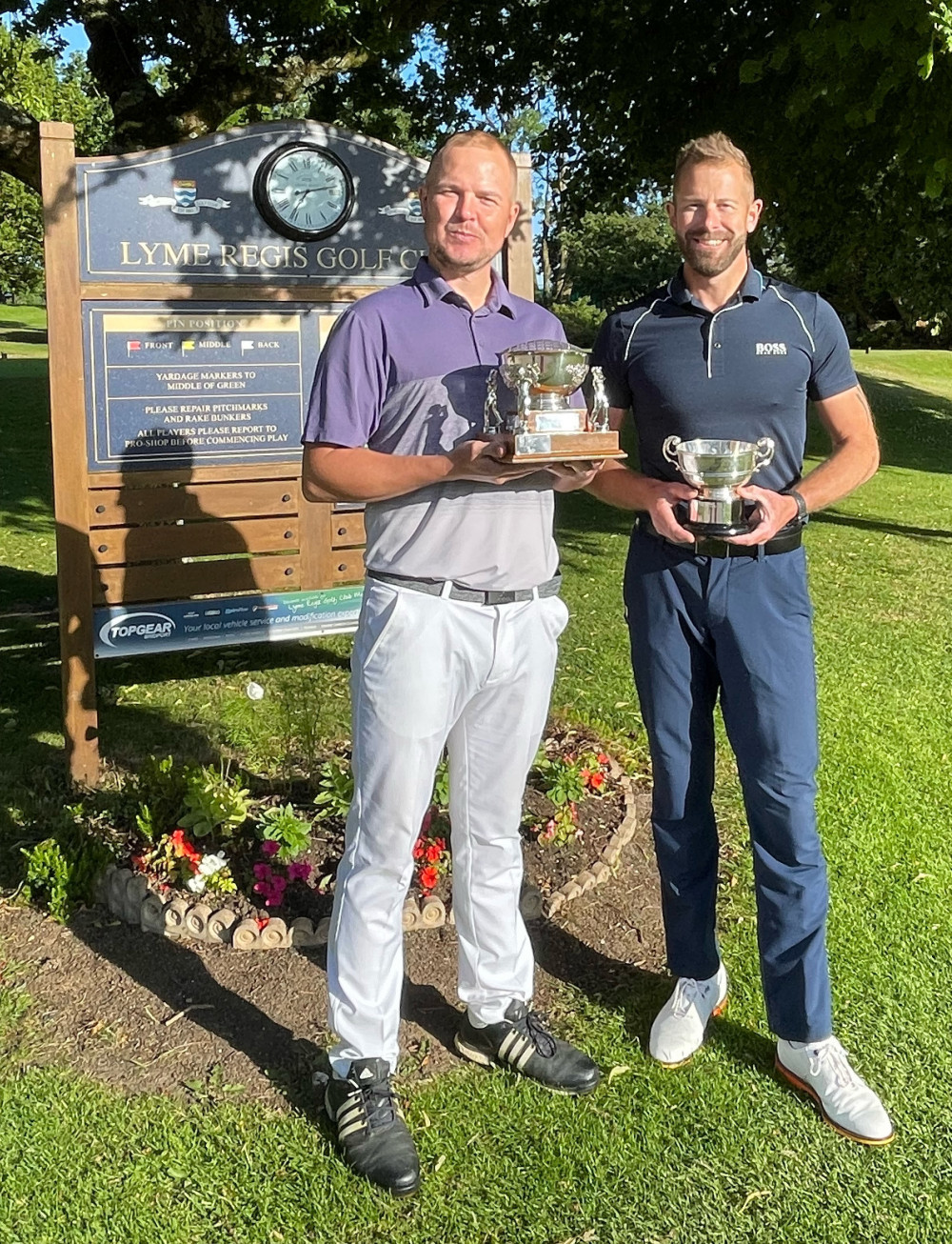 club champion Steve Mudford and Nettwinner Tristan Wakeley