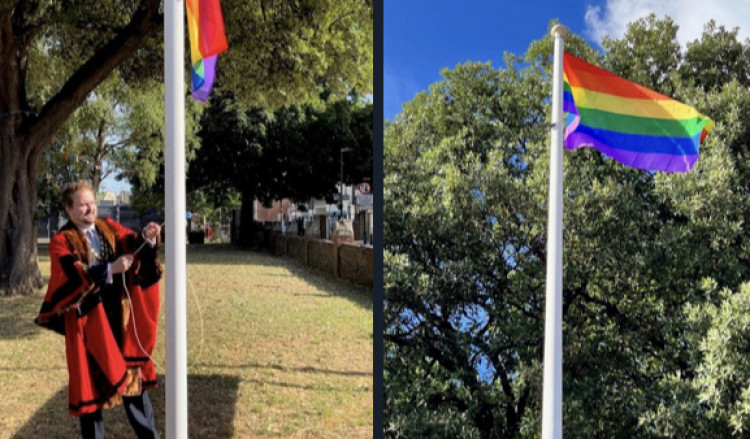 Cllr James Halden raised the rainbow flag. 