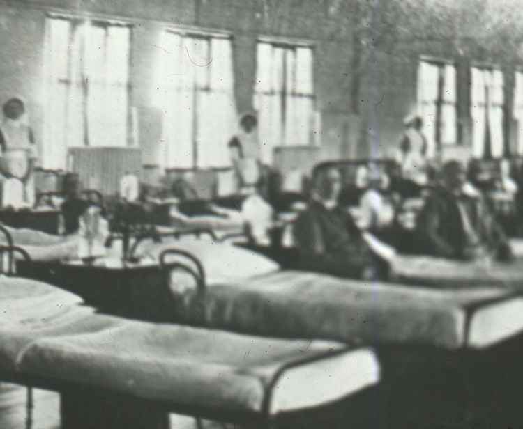 Patients at Frodsham Auxiliary Military Hospital. Image courtesy of Frodsham and District History Society