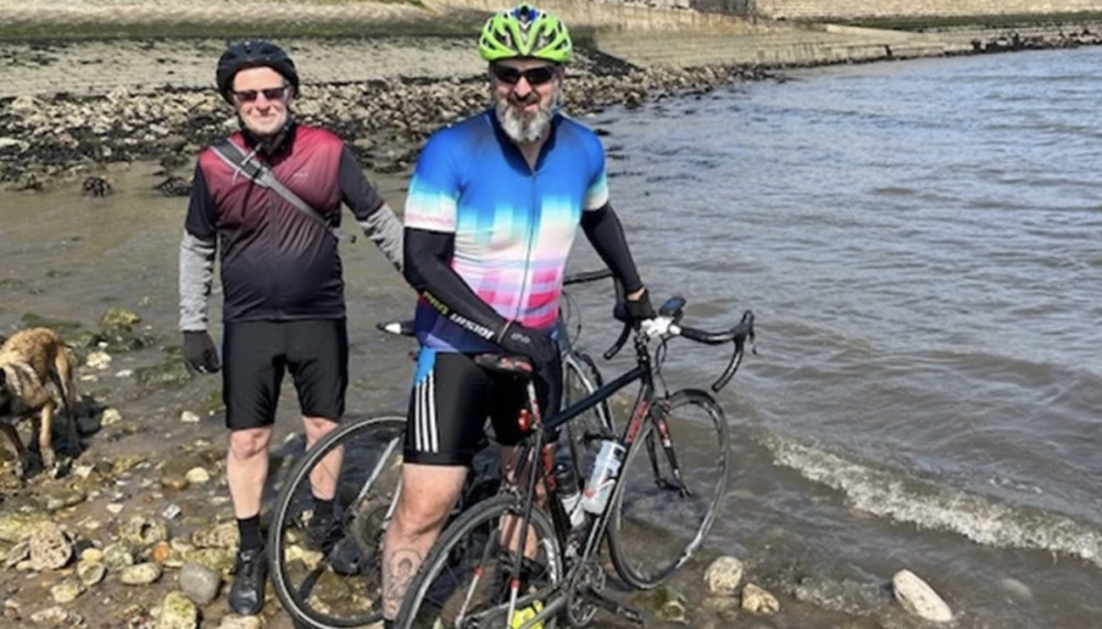 The coast-to-coast cyclist from Congleton (right) with his friend Chris Ball (left). (Image - Ian Rushton)