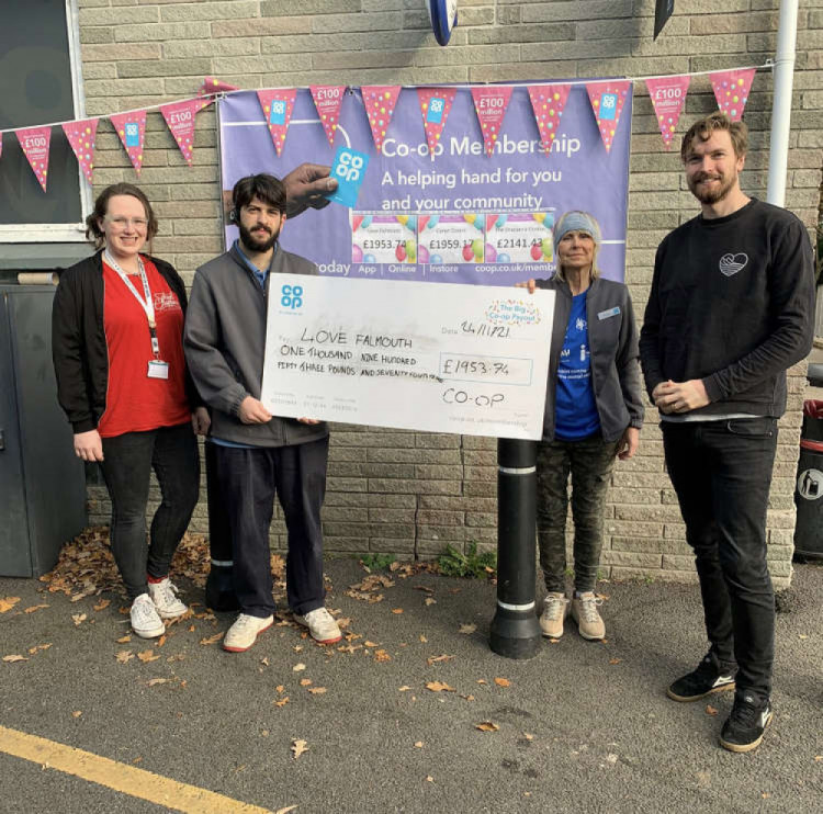 Love Falmouth receiving money from the Co-op community fund. Love Falmouth receiving money from the Co-op community fund.