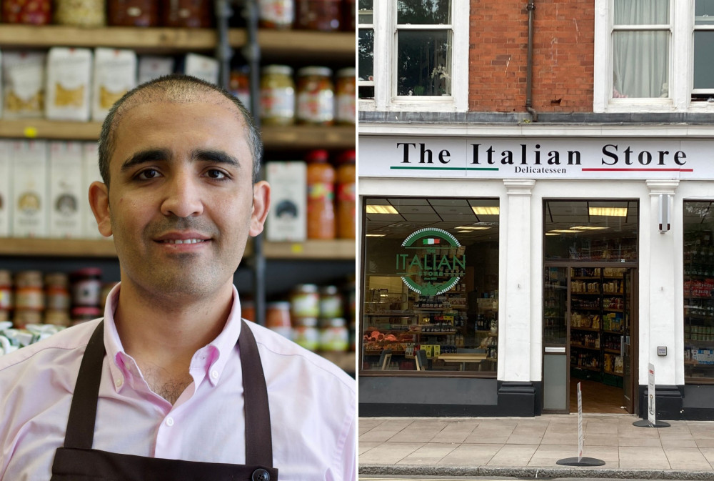 L: Owner Abas Muhedeen. R: The Italian Store on Rolle Street, Exmouth (Nub News, Will Goddard)