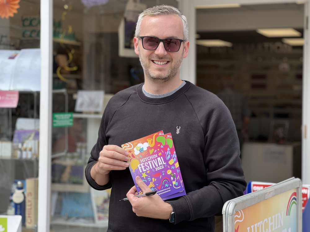 The month-long cultural and community event in and around Hitchin has fully returned with a vengeance after the pandemic. PICTURE: Festival chair and director Glyn Doggett. CREDIT: @HitchinNubNews