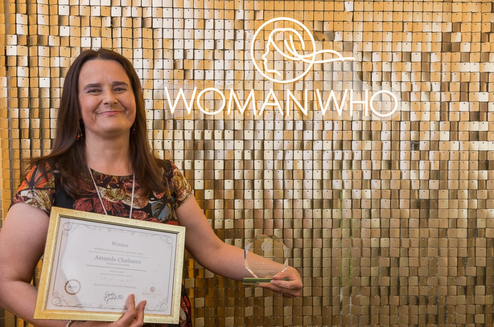 Amanda Chalmers became the first winner of the new Achieves in media category in this year’s Woman Who Awards (image by John Cleary Photography)