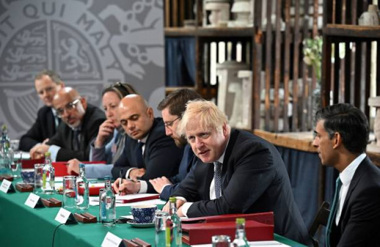 A Tory meeting held by PM Boris Johnson. This was before two senior members quit the government (Getty).