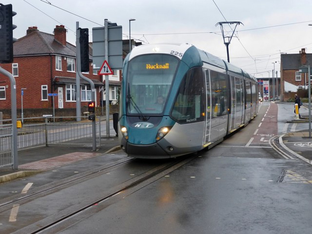 Hucknall tram passengers are being advised to leave extra time for their journeys when essential track replacement work around the Hyson Green tram stop begins. cc-by-sa/2.0 - © Graham Hogg - geograph.org.uk/p/6438026