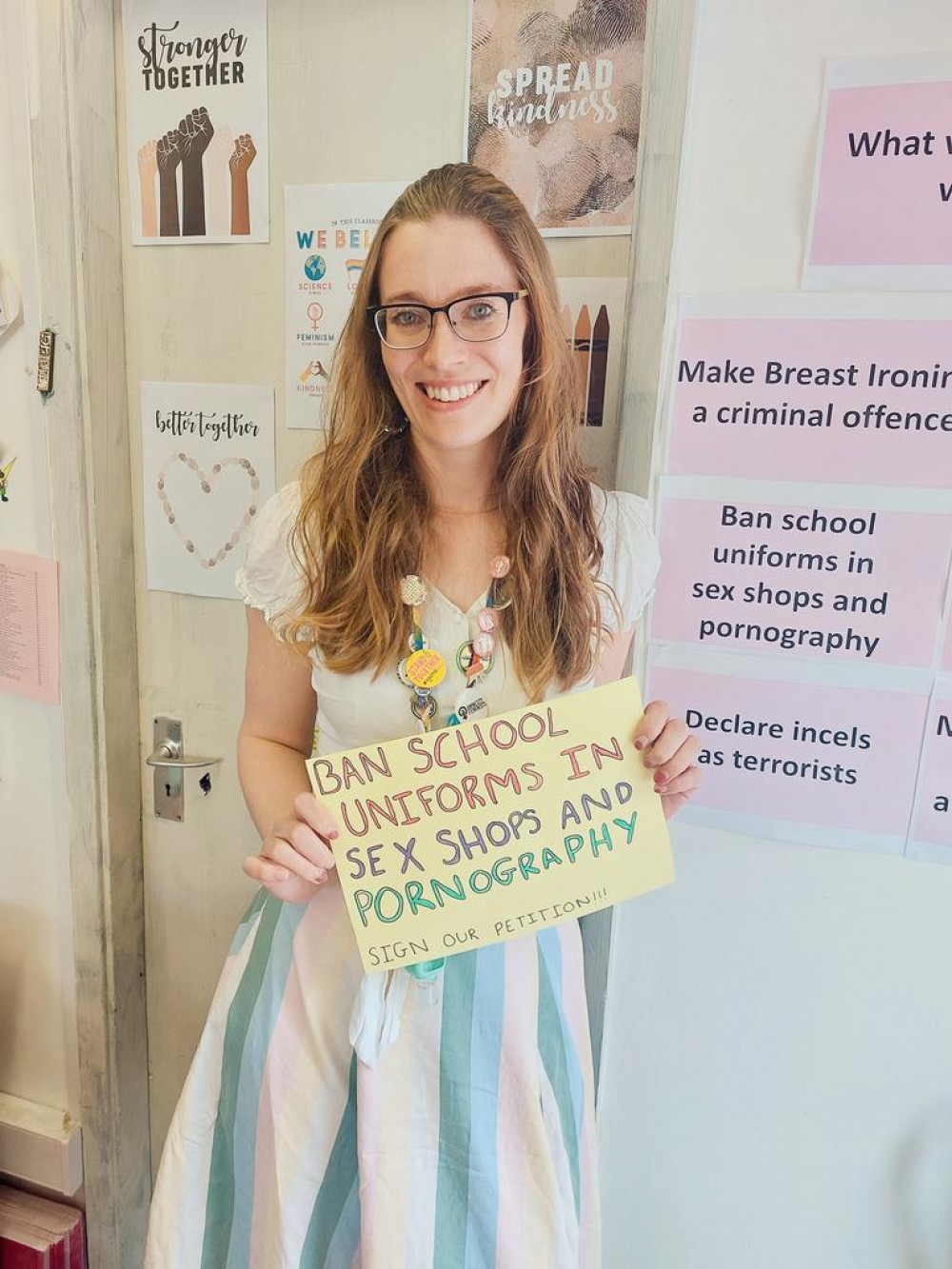 Teacher, Sarah Maile, who helped organise the petition. 