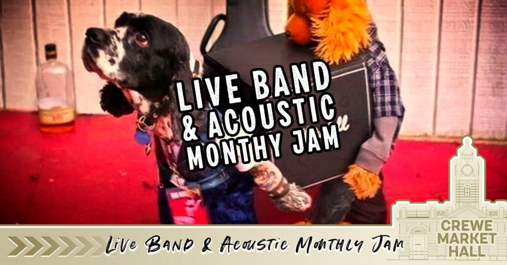 Live Band & Acoustic Monthly Jam will be performing at Crewe Market Hall on Sunday 1 October.