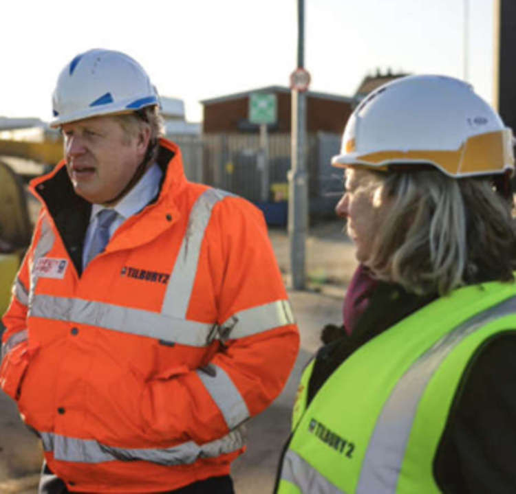 Jackie Doyle-Price and Boris Johnson pictured during a visit to the Port of Tilbury earlier this year. Ms Doyle-Price has praised the outgoing PM's legacy for Tilbury and Grays. 