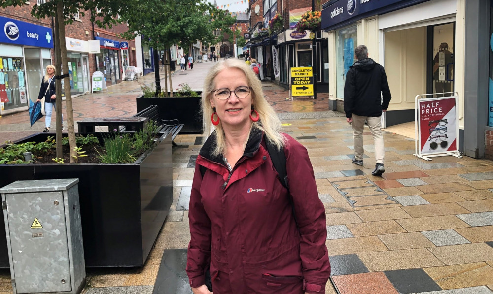 Kay Wesley, pictured on Congleton's Bridge Street, has backed a petition against the sexualisation of school uniforms. (Image - Kay Wesley)