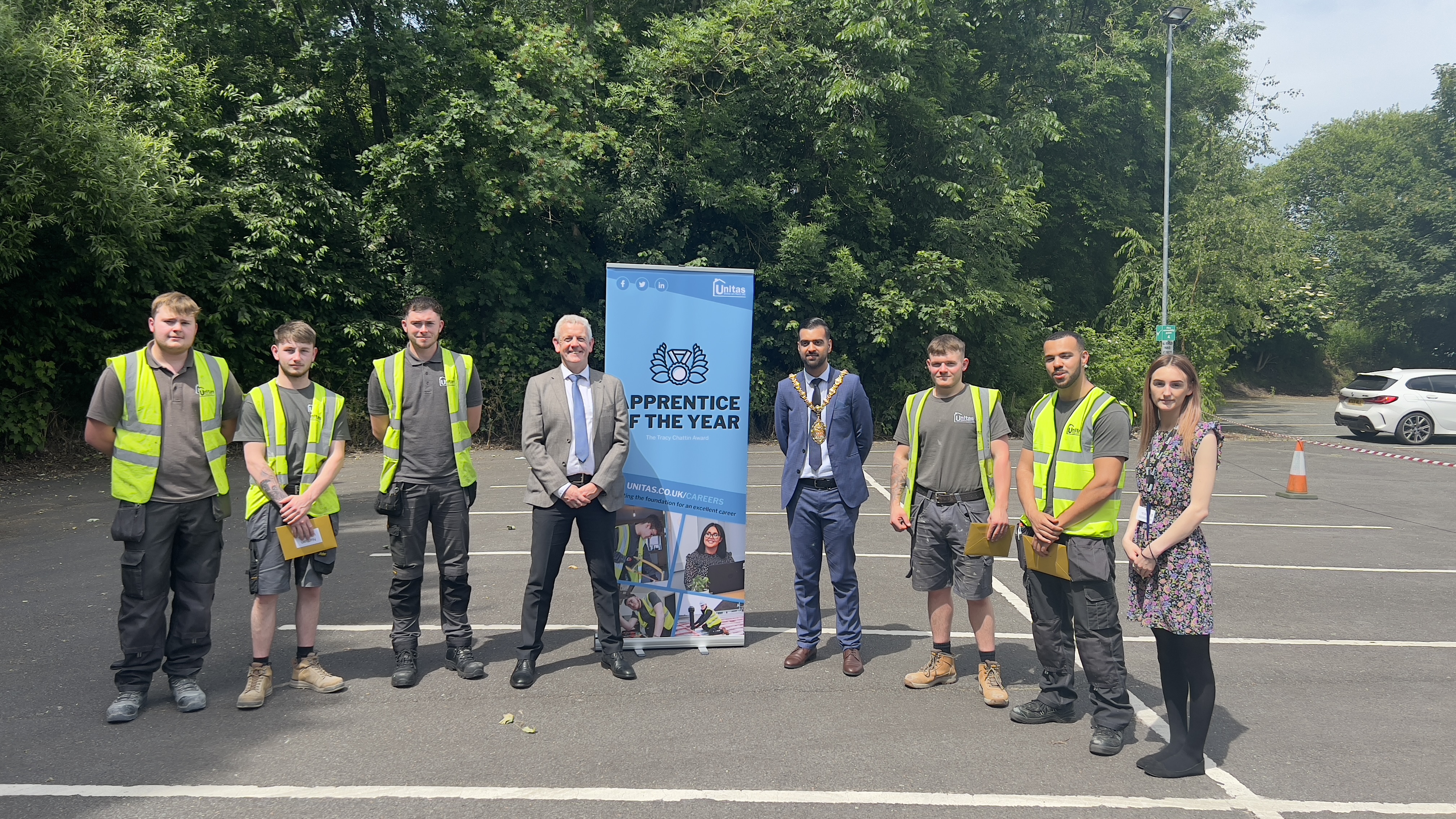 Nominated alongside Ryan were Brooke Chomyn, Joe Bettany, Josh Marlow, Kiah Russell, Nathan Heron and Nathan Williams. Pictured here with Unitas Director Wayne Booth and Rt. Worshipful Lord Mayor of the City of Stoke-on-Trent, Faisal Hussain.