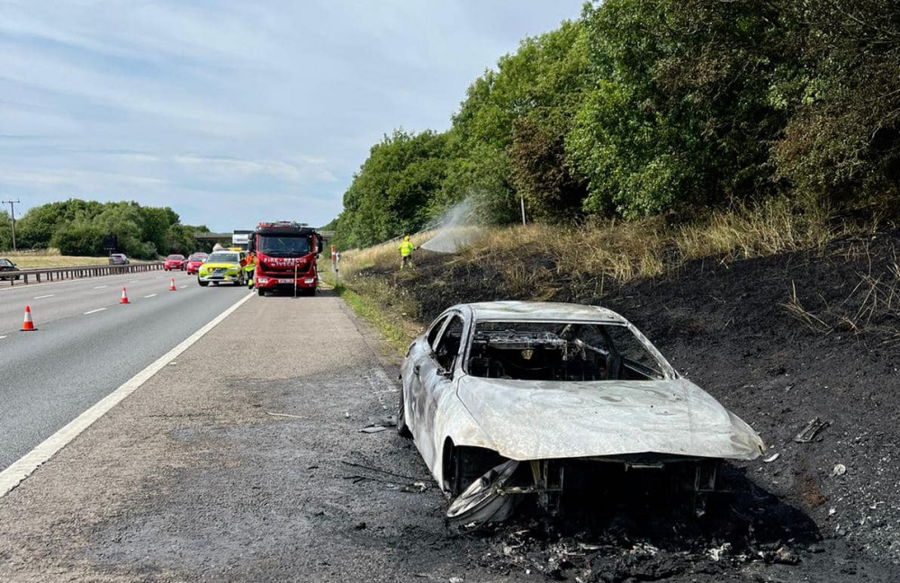 Kenilworth fire crews were called to the M40 fire this afternoon (image via Kenilworth Fire Station)