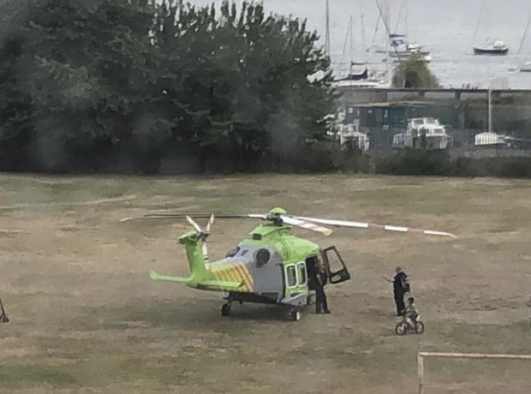 The air ambulance landed on Kilverts Field. 