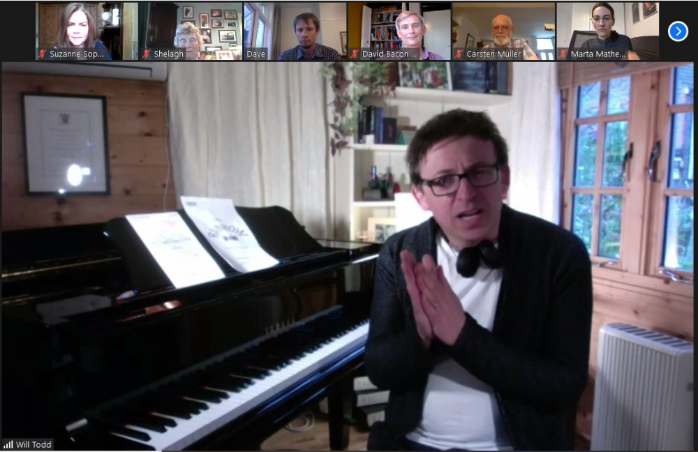 Composer Will Todd accompanies Spectrum Singers on Zoom. (Image credit: Suzanne Jones)