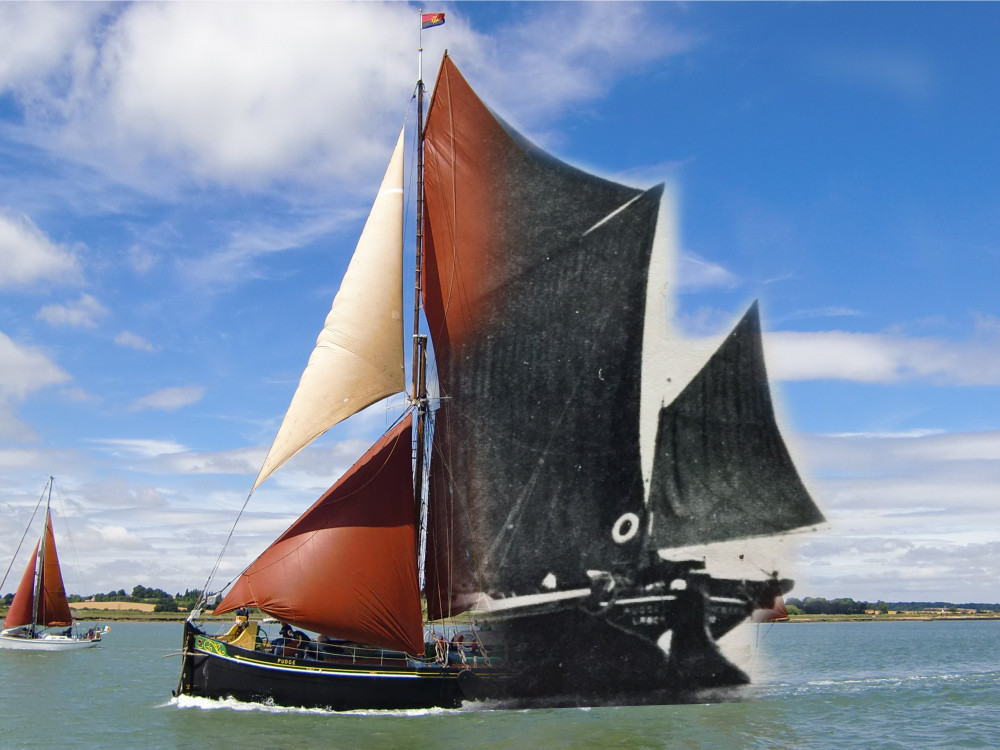 Before and now: Pudge pictured in the 1930s and the present day (Photos: Frank Smith Archive and Thames Sailing Barge Trust)
