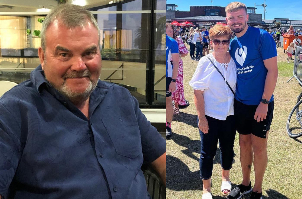 The gruelling bike ride was in memory of Derek Price. Derek's partner Carol posed for a photo with Lee at the finish of the memorial bike ride. (Image - The Price Family / Lee Wilshaw)