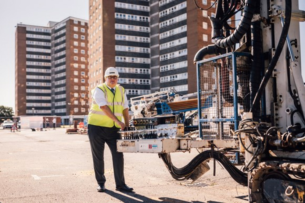 Cllr Rob Gledhill pictured during his visit to Chadwell flats.