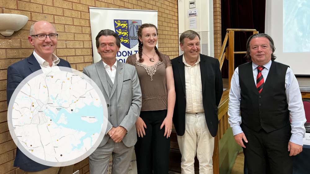 Dr Robin Price, Feargal Sharkey OBE, Hattie Phillips, John Whittingdale MP, and Town Mayor Andrew Lay discussed the future of the local rivers (Images: Ben Shahrabi and The Rivers Trust)