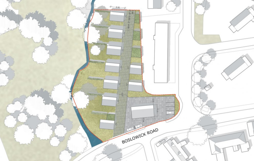 The site plan for the housing at Boslowick Garages. Credit: Susanne Breul Dipl. Ing. Architectural Designer.