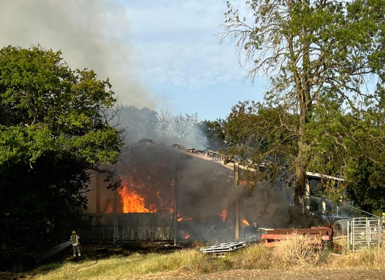 Crews from seven stations were called to the Kineton Road fire yesterday (image via Kenilworth Fire Station)