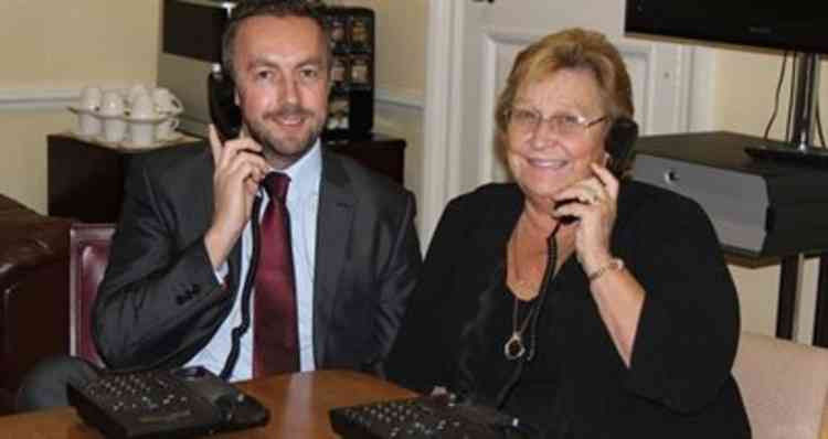 Mark Wilson from Staffordshire County Council's Trading Standards team with Cllr Gill Heath