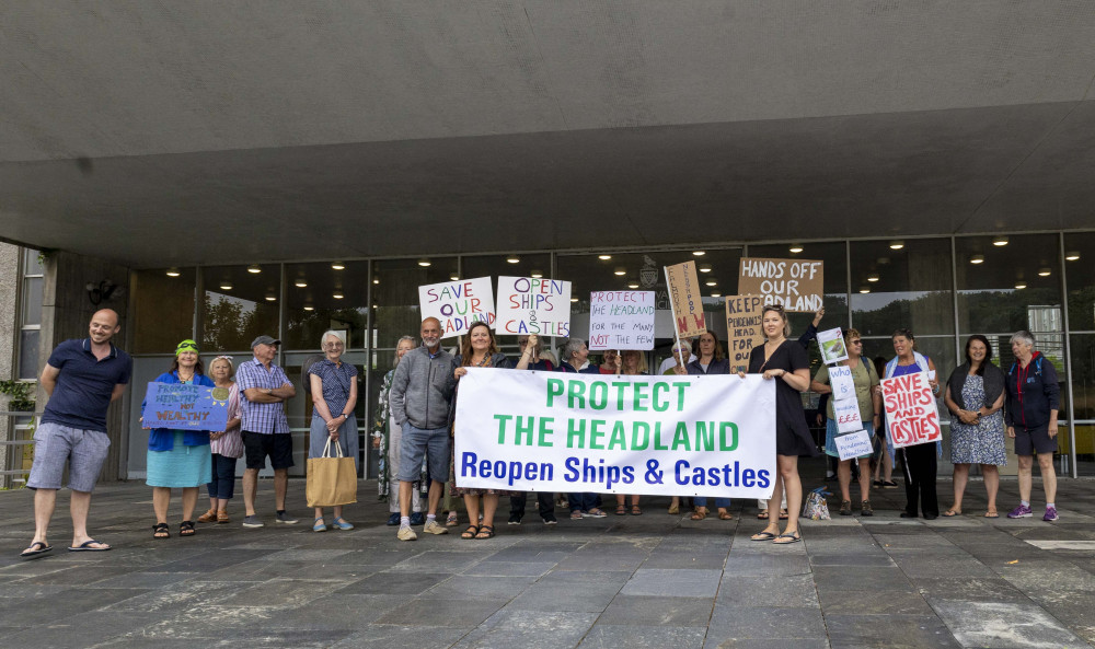 Protesters gather outside New County Hall, Truro. Taken by Jory Mundy.