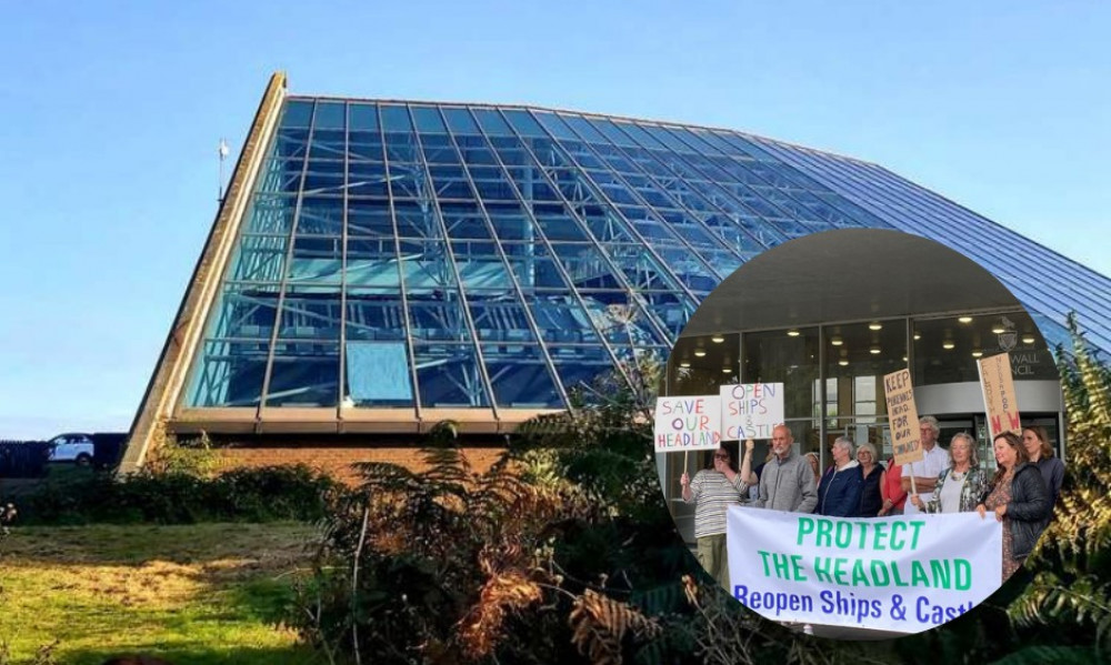 There was a protest outside New County Hall before the Ships & Castles meeting.