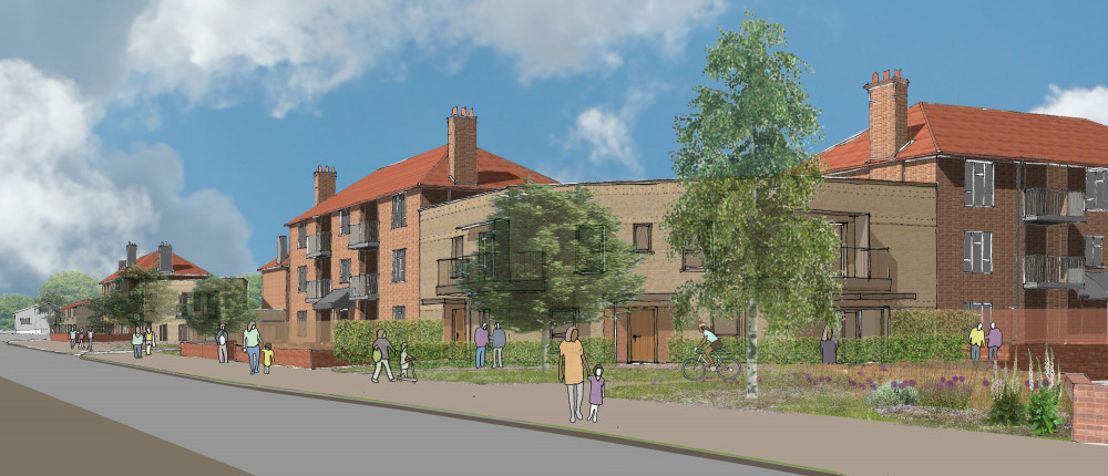 A CGI view of one of the proposed infill buildings at the front of Broxburn Drive.