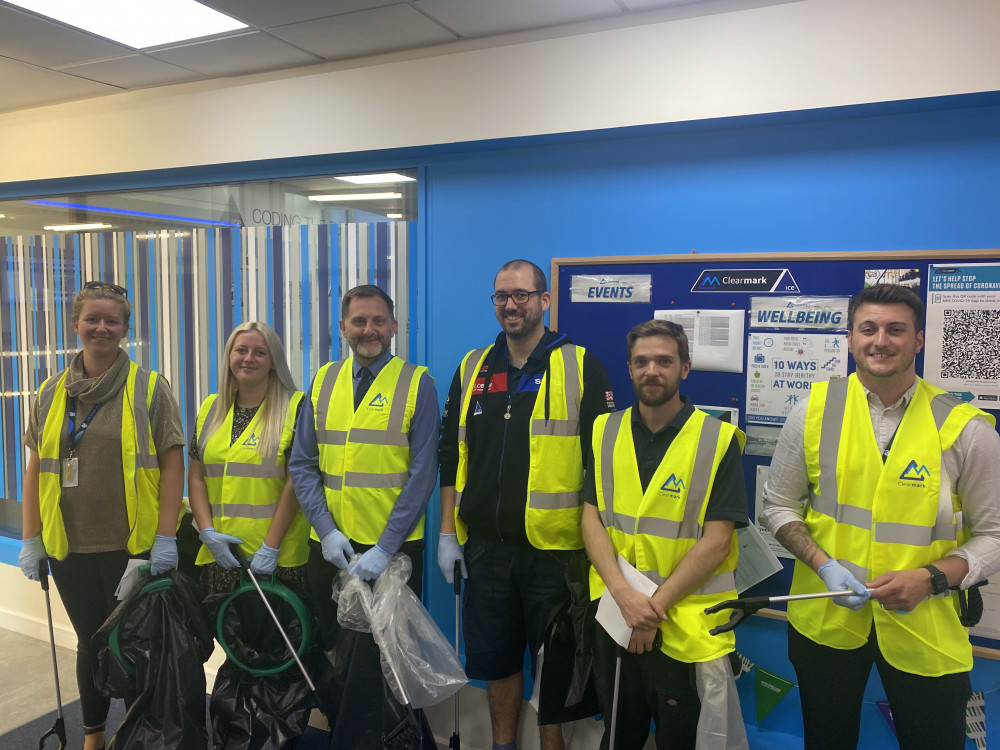 A company based on the doorstep of Hucknall organised a litter pick last week to support their sustainability journey to net zero. Photo courtesy of Clearmark Solutions.