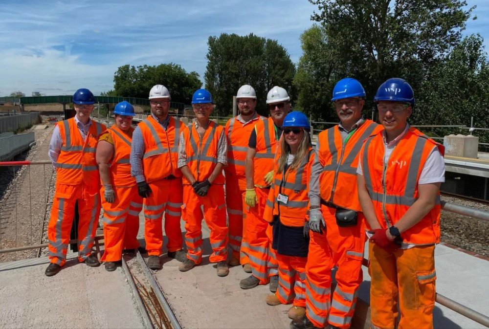 Representatives from Network Rail, GWR, with councillors. Councillor Gary Taylor fourth from left (Devon County Council)