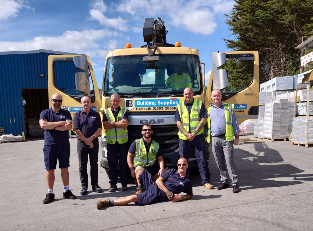 The Exmouth branch team. L to R: Ryan, Stuart, Brian, Drew, Dan, Matt and Jason (RGB Building Supplies)