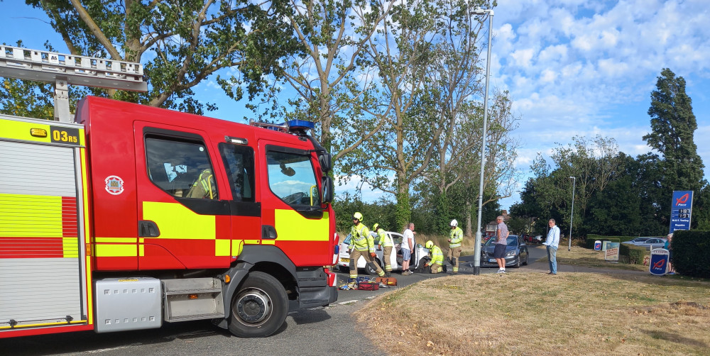 Fire crews rescue woman trapped in car in Shotley (Picture contributed)