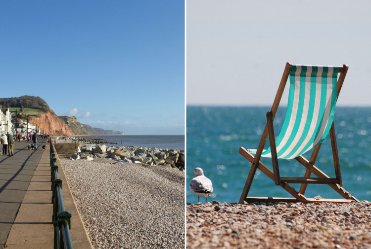 L: Esplanade, Sidmouth (Nub News, Will Goddard). R: Deckchair (Pixabay)