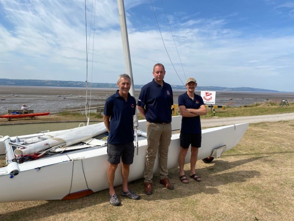 Andy Brown from West Kirby RNLI meeting with James & Cam Douglas after the challenge - Picture: RNLI/Vicky Gaskin 