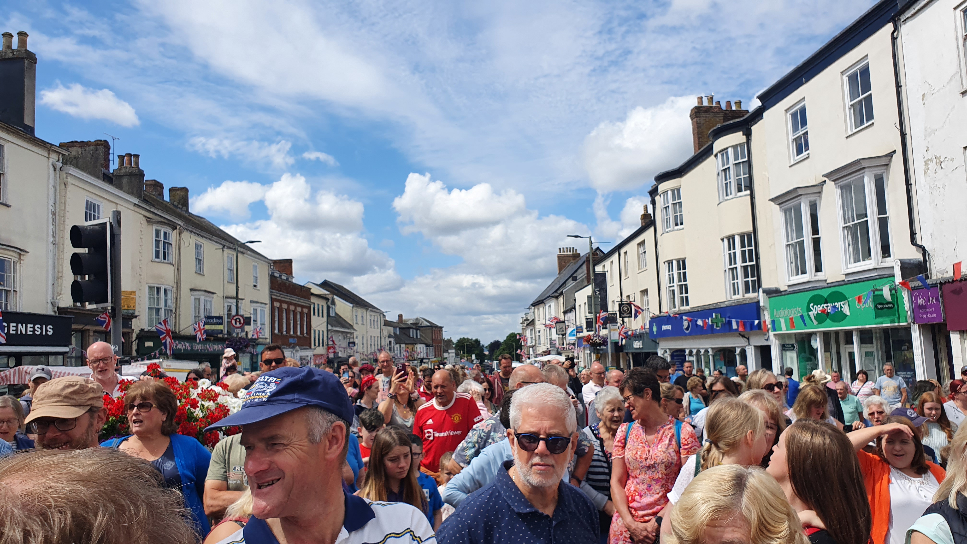 Crowds on Honiton High Street 