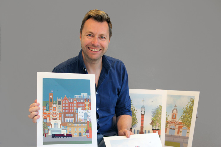 Adam Schofield (41) sketches towns all over Cheshire, including his hometown of Crewe. Have you bought his work? (Image - Alexander Greensmith / Crewe Nub News)