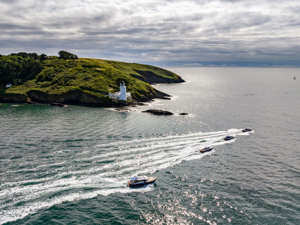 Cockwells rally fleet departs Falmouth. Credit: Aerial Cornwall.