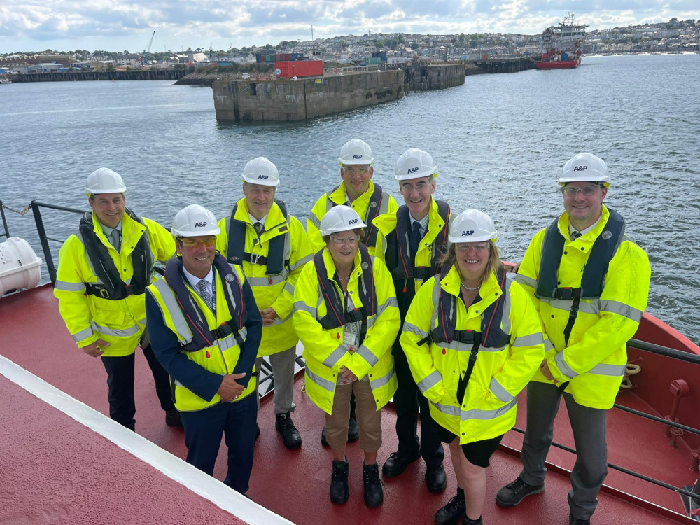 Jacob Rees-Mogg visits Falmouth Docks.