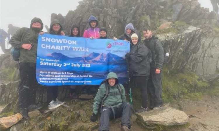 The walkers at the top of Snowdon. (Stroke Survivors).