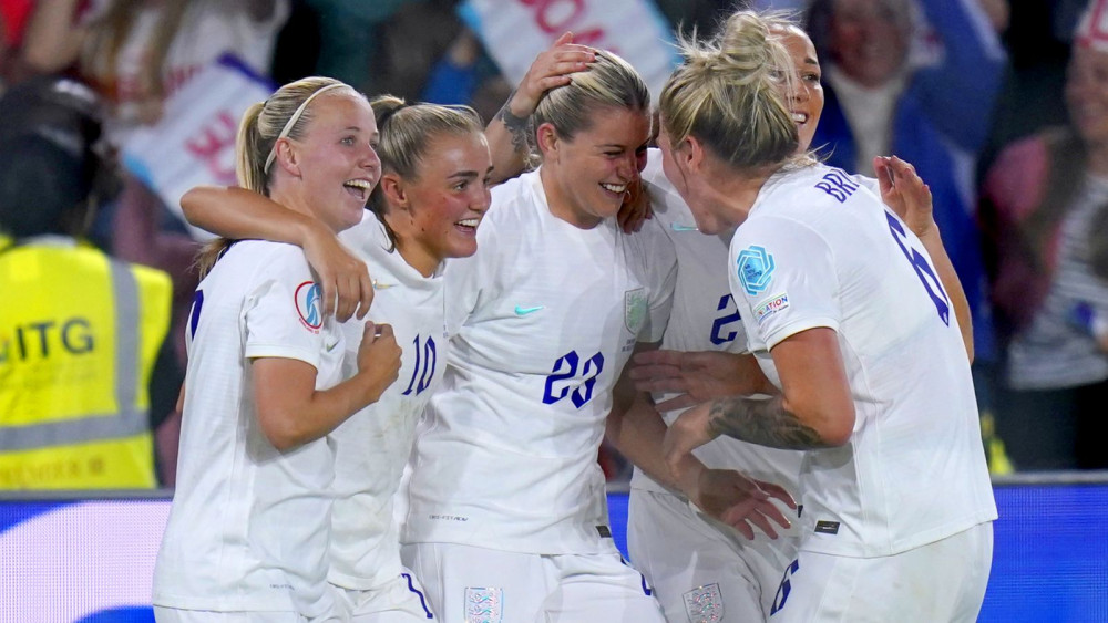 Celebrations as England beat Sweden 4-0 in the semi-final - Picture: Sky Sports