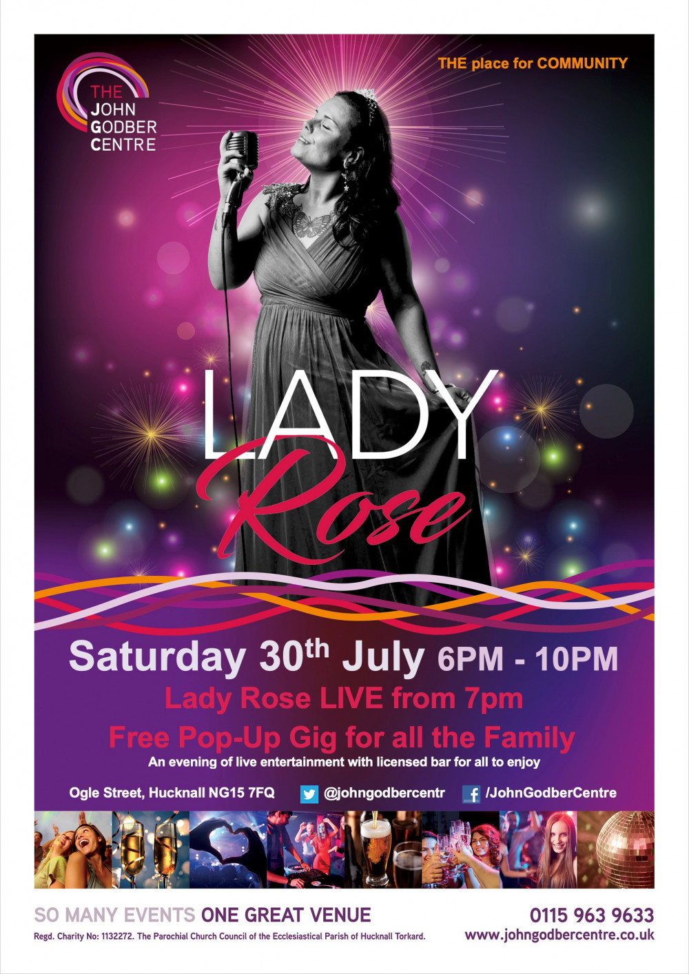 Lady Rose will perform live at The John Godber Centre on Saturday.