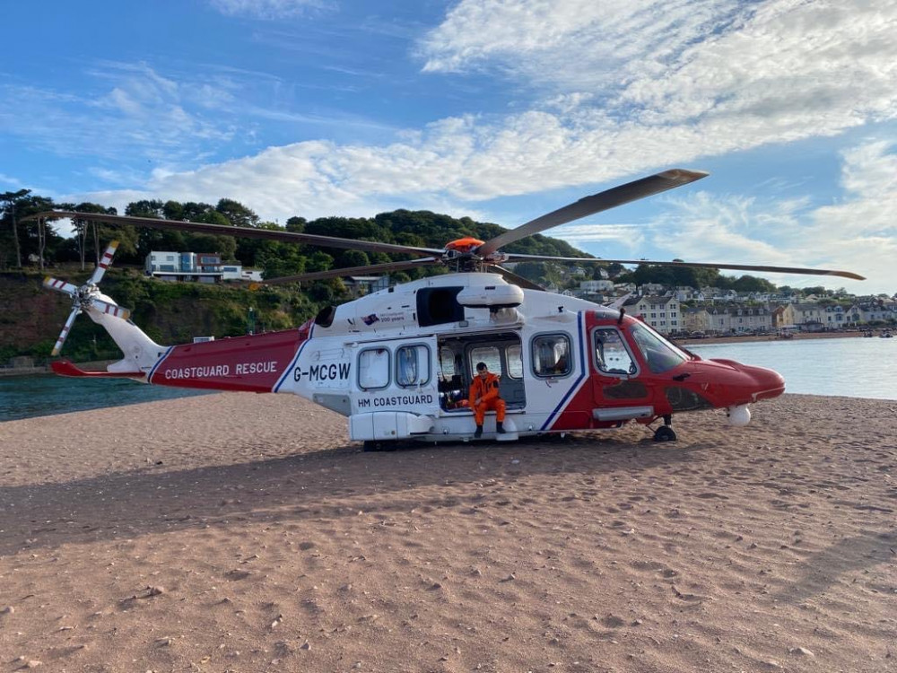 Coastguard helicopter at the Point, Teignmouth (Dawlish Coastguard)