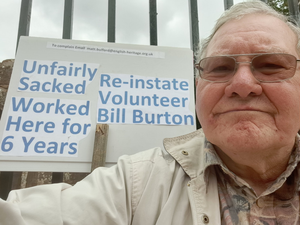 Former Kenilworth Castle volunteer Bill Burton has protested outside the building nearly 60 times since he was let go in March