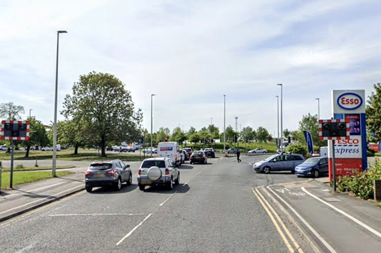 A car set on fire on Macon Way - close to the roundabout connecting with Crewe Road, Weston Road and Nantwich Road (Google).