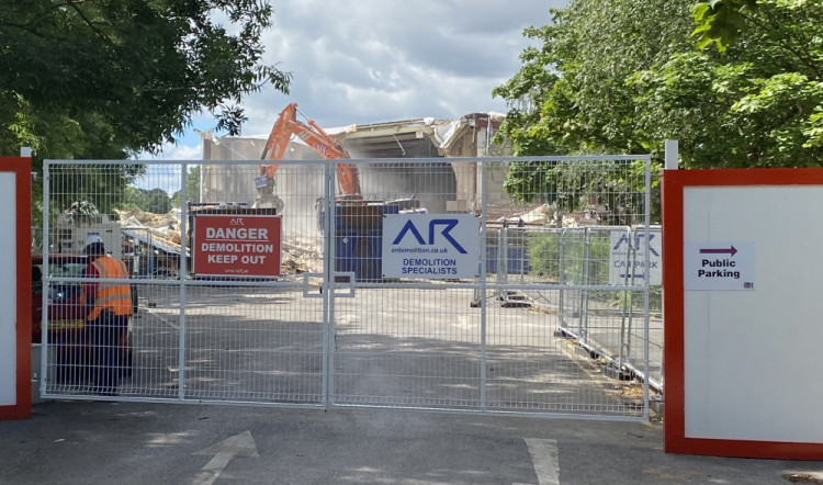 Demolition work has progressed at Castle Farm Recreation Centre this July (Image by James Smith)