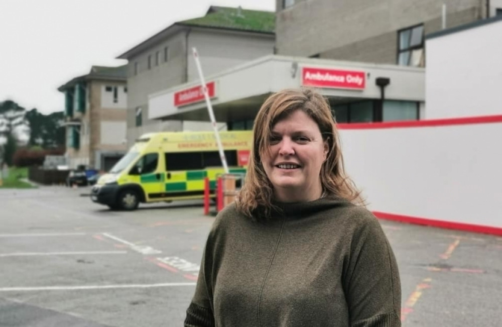 Cherilyn Mackrory, MP for Truro and Falmouth, at Royal Cornwall Hospital Treliske in Truro.